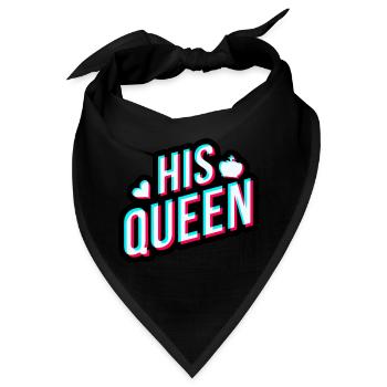 His Queen Schriftzug für Paare | Tik Tok Syle - Bandana - Schwarz - Vorne