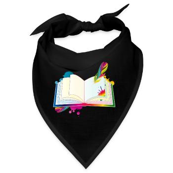kunterbuntes Tagebuch mit Schreibfeder und Kleckse - Bandana - Schwarz - Vorne