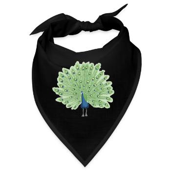 Pfau in blau und grün - Bandana - Schwarz - Vorne