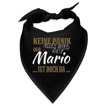 Mario - Keine Panik - lustiges Geschenk - Bandana - Schwarz - Vorne