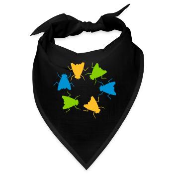 Bunte Hausfliegen Gruppe Team - Bandana - Schwarz - Vorne