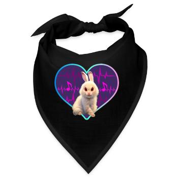 Kaninchen im musikalischen Herzen - Bandana - Schwarz - Vorne