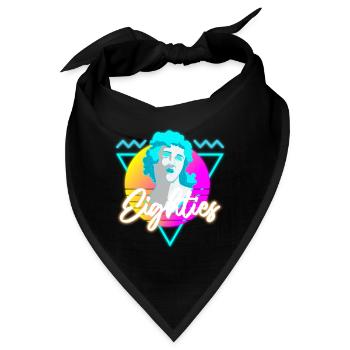 80er Musik Nostalgie Leuchtreklame - Bandana - Schwarz - Vorne
