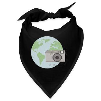 Weltkugel mit Kamera - Bandana - Schwarz - Vorne