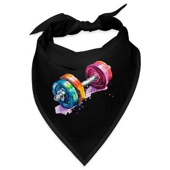 Hanteln in Regenbogenfarben - Bandana - Schwarz - Vorne