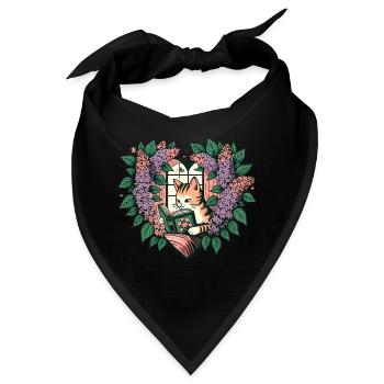 Lesende Katze - Bandana - Schwarz - Vorne