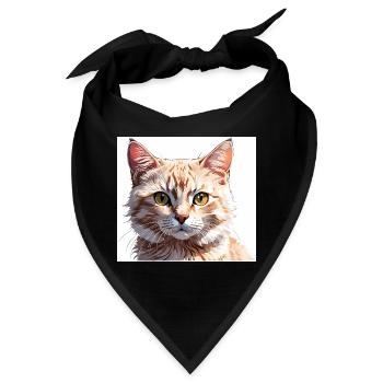 Katze Zeichnung - Bandana - Schwarz - Vorne