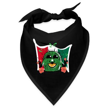 Lustiger Kaktus mit Mexiko Flagge - Bandana - Schwarz - Vorne