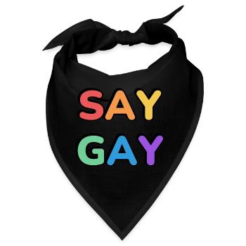 SAG GAY Regenbogen Stolz Text - Bandana - Schwarz - Vorne