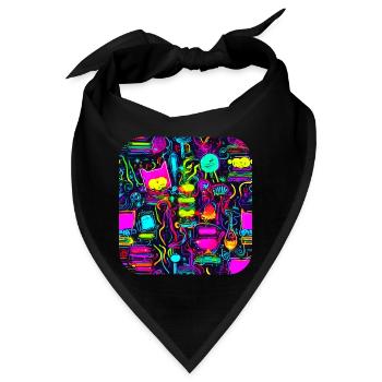 Neon Vintage Glow UV Style - Bandana - Schwarz - Vorne