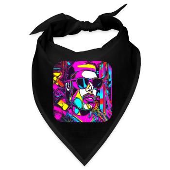 Neon Style UV Glow Party Trend - Bandana - Schwarz - Vorne
