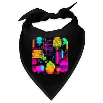 Neon Abstrakt Style Trend UV - Bandana - Schwarz - Vorne