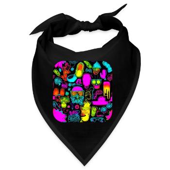 Neon Abstrakt Style Trend Glow Party - Bandana - Schwarz - Vorne