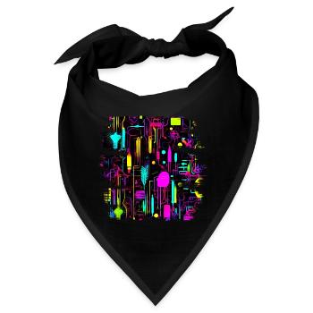 Neon Farben Bunt Kreativ Style Glow - Bandana - Schwarz - Vorne