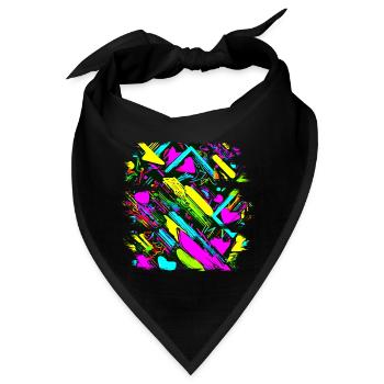 Neon Farben Bunt Kreativ Style Glow - Bandana - Schwarz - Vorne