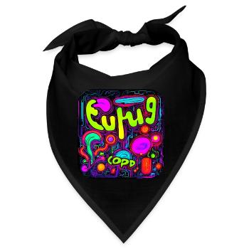 Neon Farben Leuchtend Stil UV - Bandana - Schwarz - Vorne