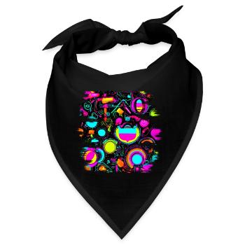 Neon Farben Leuchtend Stil UV - Bandana - Schwarz - Vorne