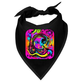 Neon Abstrakt Style Trend Glow Party - Bandana - Schwarz - Vorne