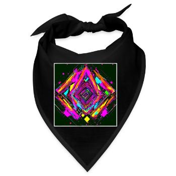 Neon Abstrakt Style Trend Glow Party - Bandana - Schwarz - Vorne