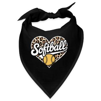 Leopard Muster Softball Herz Design - Bandana - Schwarz - Vorne