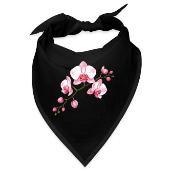 Orchidee Blütenzweig Illustration Florales Motiv - Bandana - Schwarz - Vorne