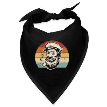 Kapitän Retro Bootsfahrer Seefahrer Seemann - Bandana - Schwarz - Vorne