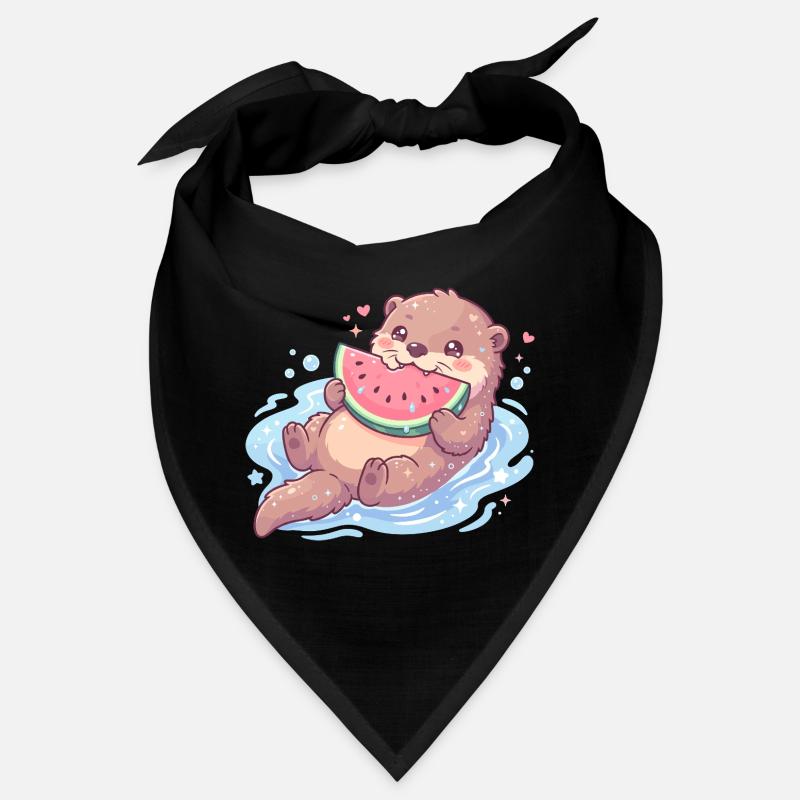 La loutre Kawaii mange de la pastèque Bandana
