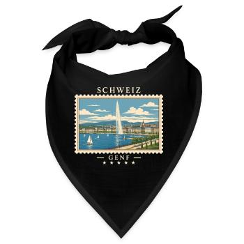 Schweiz Genf Vintage Reisemarke - Bandana - Schwarz - Vorne