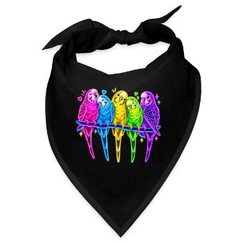 Wellensittiche in Neonfarben – Vogelfreunde - Bandana - Schwarz - Vorne