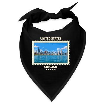 Vereinigte Staaten Chicago Vintage Reisemarke - Bandana - Schwarz - Vorne