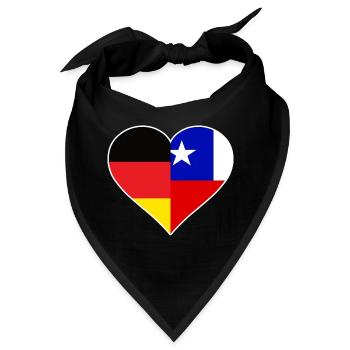 Deutsch-Chilenisches Flaggenherz - Bandana - Schwarz - Vorne