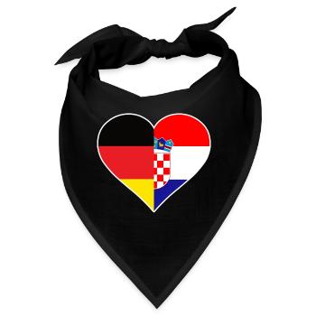 Deutsch-Kroatisches Flaggenherz - Bandana - Schwarz - Vorne
