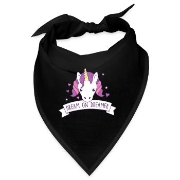 träume weiter Träumer! mit süßem Einhorn - Bandana - Schwarz - Vorne
