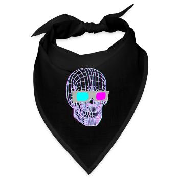 3D Schädel Mit 3D Brille - Bandana - Schwarz - Vorne