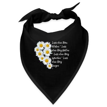 Lass dein Herz blühen, Margeriten - Bandana - Schwarz - Vorne
