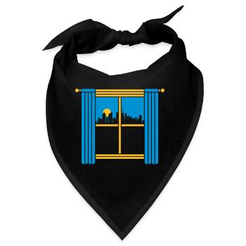 Sonne Hochhäuser Großstadt Fenster - Bandana - Schwarz - Vorne
