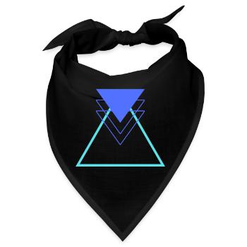 Dreieck Blau Hellblau Abstrakt Geometrisch - Bandana - Schwarz - Vorne