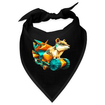 3D Hörnchen mit Rädern Pixelart im Polygon Look - Bandana - Schwarz - Vorne