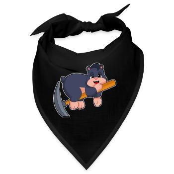 Maulwurf Bergarbeiter Spitzhacke Bergbau - Bandana - Schwarz - Vorne