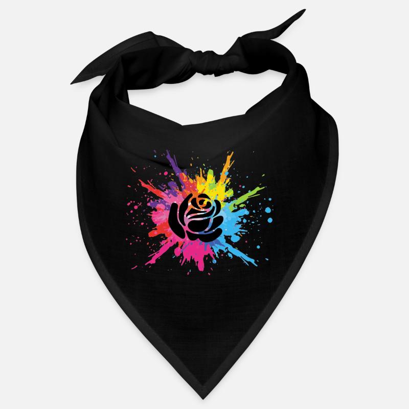 Fleur noire et explosion multicolore Bandana