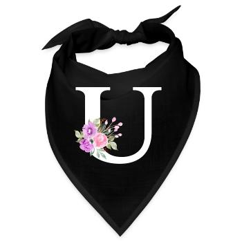 Lila Blumenbuchstabe u - Bandana - Schwarz - Vorne