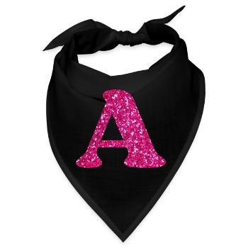 Buchstabe A Rosa Glitzer - Bandana - Schwarz - Vorne