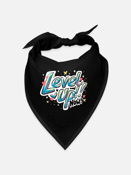 Vibrant Inspirational 'Level up now!' Quote Design - Bandana - black