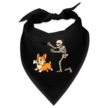 Skelett jagt Corgi-Hundehumor - Bandana - Schwarz - Vorne
