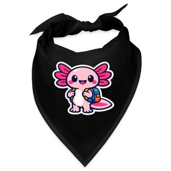 Endlich Schulkind süßes Axolotl zur Einschulung - Bandana - Schwarz - Vorne