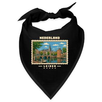 Nederland Leiden Vintage Reisemarke - Bandana - Schwarz - Vorne