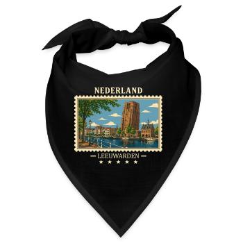 Nederland Leeuwarden Vintage Reisemarke - Bandana - Schwarz - Vorne