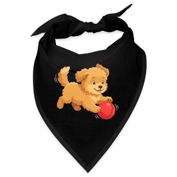 Fröhlicher Hund mit Ball Cartoon - Bandana - Schwarz - Vorne