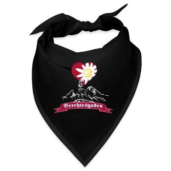 Berchtesgaden Watzmann Gams Herz - Bandana - Schwarz - Vorne