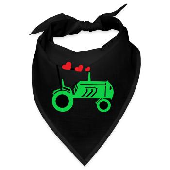 Traktor Oldtimer mit Herzen - Bandana - Schwarz - Vorne